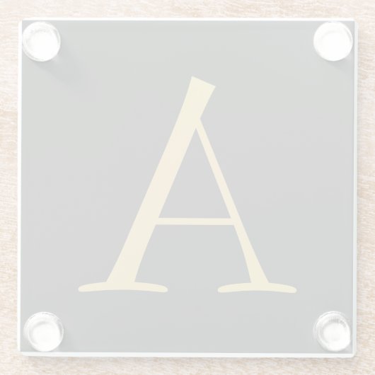 Grijs Goud Kleur Monogram Professioneel Glazen Onderzetter (Achterkant)