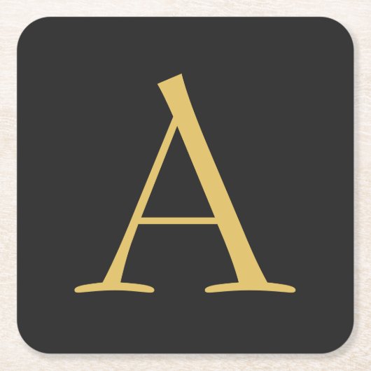 Grijs Goud Kleur Monogram Professioneel Kartonnen Onderzetters (Voorkant)