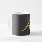 Grijs Goud Kleur Monogram Professioneel Koffiemok (Voorkant links)