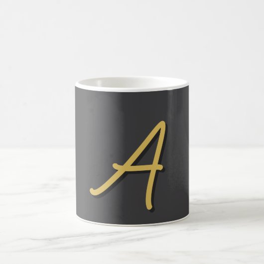 Grijs Goud Kleur Monogram Professioneel Koffiemok (Center)