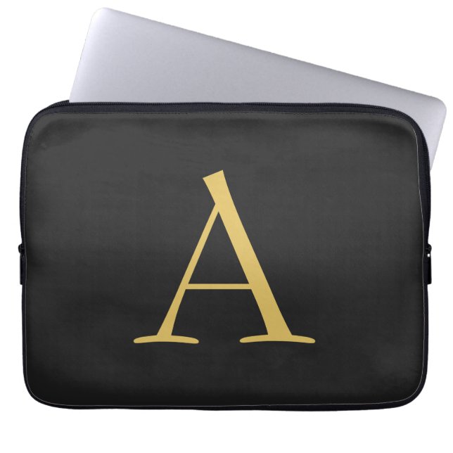 Grijs Goud Kleur Monogram Professioneel Laptop Sleeve (Voorkant)