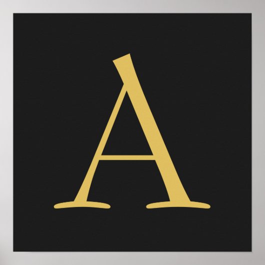 Grijs Goud Kleur Monogram Professioneel Poster (Voorkant)