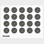 Grijs Goud Kleur Monogram Professioneel Ronde Sticker (Vel)