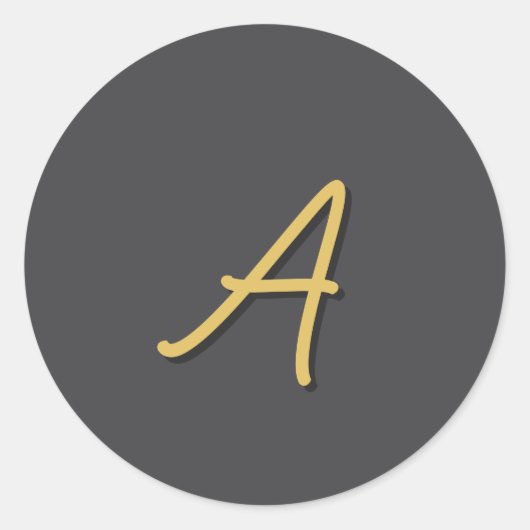 Grijs Goud Kleur Monogram Professioneel Ronde Sticker (Voorkant)