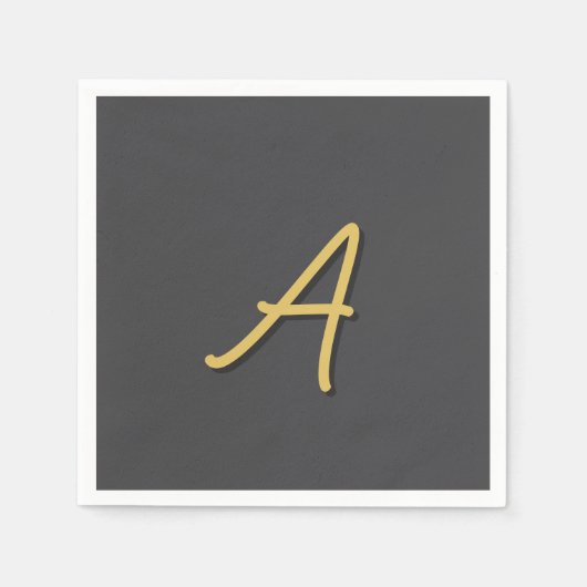 Grijs Goud Kleur Monogram Professioneel Servet (Voorkant)
