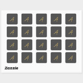 Grijs Goud Kleur Monogram Professioneel Vierkante Sticker (Vel)