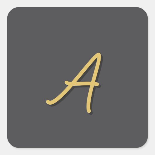 Grijs Goud Kleur Monogram Professioneel Vierkante Sticker (Voorkant)