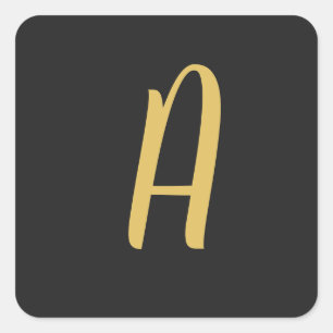 Grijs Goud Kleur Monogram Professioneel Vierkante Sticker