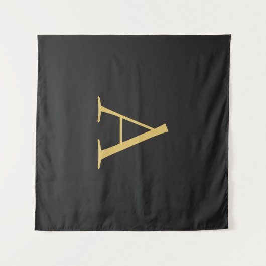 Grijs Goud Kleur Monogram Professioneel Wandkleed (Voorkant (horizontaal))