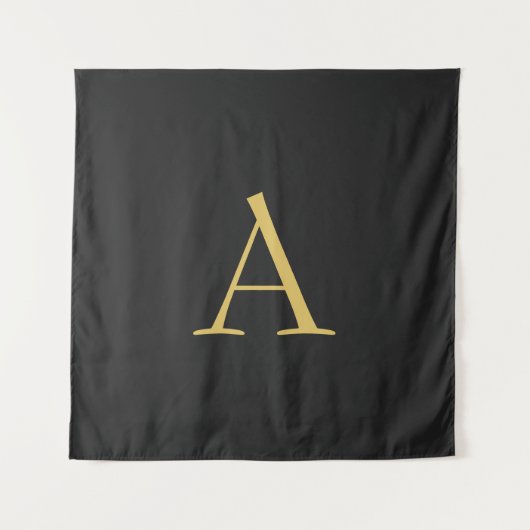 Grijs Goud Kleur Monogram Professioneel Wandkleed (Voorkant)