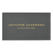 Grijs & Goud Kleuren Professionele Modern Plain Naambadge (Voorkant)