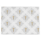 Grijs Goud Kruis Modern cirkelpatroon Groot Cadeauzakje (Voorkant)