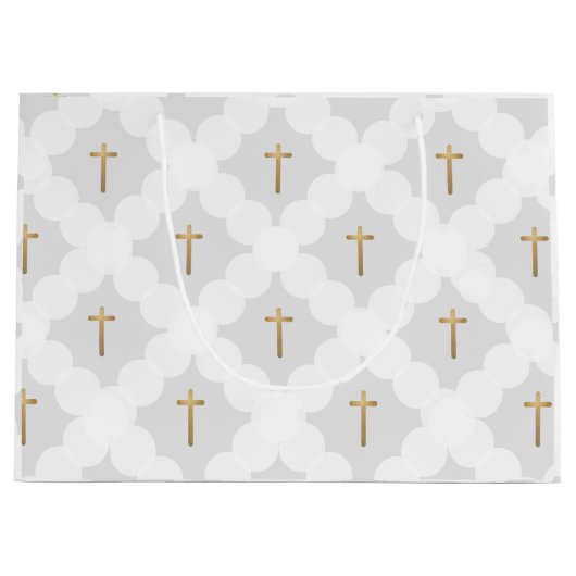Grijs Goud Kruis Modern cirkelpatroon Groot Cadeauzakje (Voorkant)