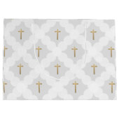 Grijs Goud Kruis Modern cirkelpatroon Groot Cadeauzakje (Achterkant)