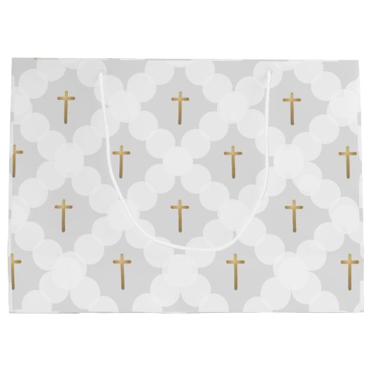 Grijs Goud Kruis Modern cirkelpatroon Groot Cadeauzakje (Achterkant)