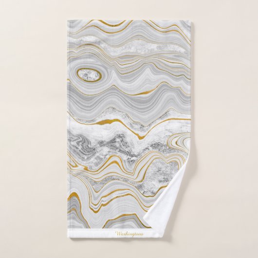 Grijs Goud Marmeren Handdoek Monogram BADKAMER HAN (Handdoek)