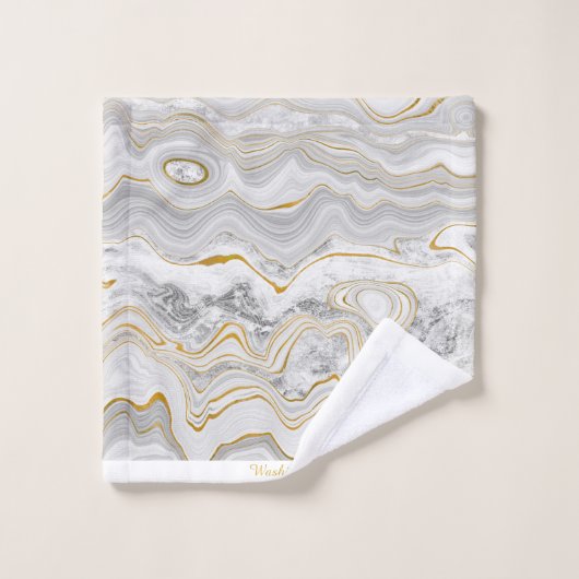 Grijs Goud Marmeren Handdoek Monogram BADKAMER HAN (Wasdoekje)