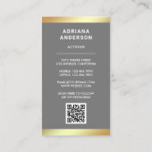 Grijs Goud Model Actrice QR Code 2 Foto Collage Visitekaartje (Achterkant)