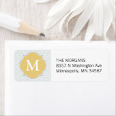 Grijs & Goud Modern Chevron Custom Monogram Etiket (Insitu)