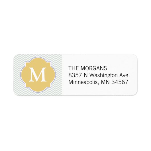 Grijs & Goud Modern Chevron Custom Monogram Etiket (Voorkant)