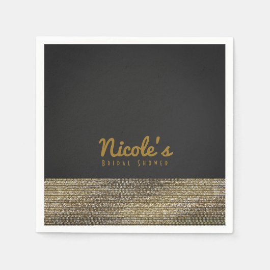Grijs & Goud Modern Glamour Pailletten Chic Elegan Servetten (Voorkant)