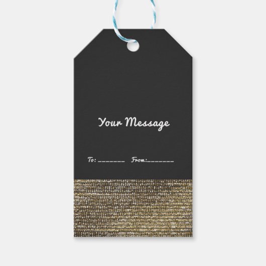 Grijs & Goud Modern Glamour Sequins Chic Elegant F Cadeaulabel (Voorkant)