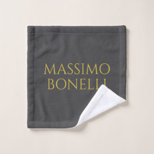 Grijs & Goud Modern Minimalistisch Elegant Uw Naam Washandje