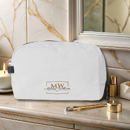 Grijs Goud Monogram Naam Script Toilettasje