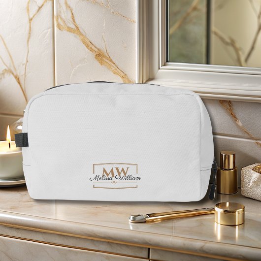 Grijs Goud Monogram Naam Script Toilettasje