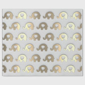 Grijs Goud Olifanten Baby shower Prinses Meisje Jo Cadeaupapier (Vlak)