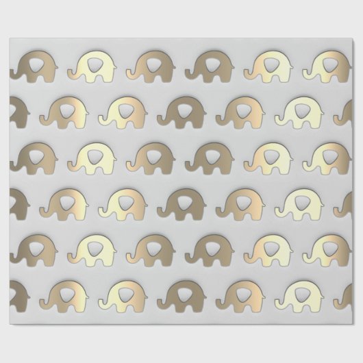 Grijs Goud Olifanten Baby shower Prinses Meisje Jo Cadeaupapier (Vlak)