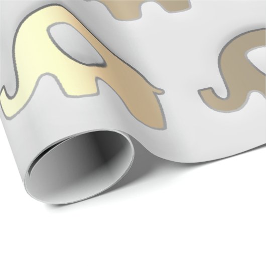 Grijs Goud Olifanten Baby shower Prinses Meisje Jo Cadeaupapier (Rol Hoek)