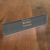 Grijs Goud Professionele Trendy Minimalistische Ei Naambordje (Zijkant)