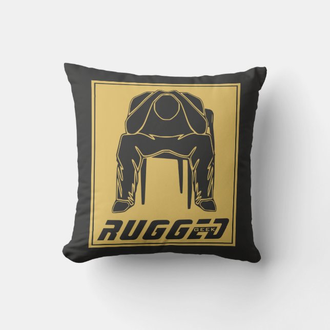 grijs goud Rugged Man Holding Head | Man voor denk Kussen (Voorkant)