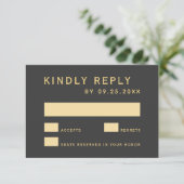 Grijs & Goud Rustiek Goud Lijst Ampersand Bruiloft RSVP Kaartje (Staand voorkant)