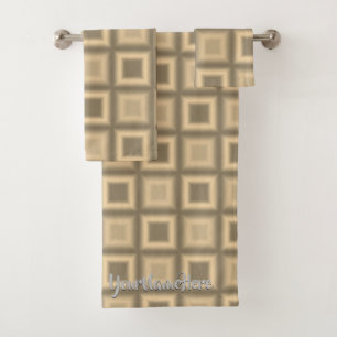 Grijs Gouden Badhanddoek Set Aangepaste Geometrisc Bad Handdoek
