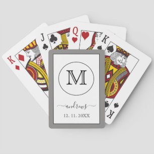 Grijs Gouden Gepersonaliseerde Monogram en Naam Sp Pokerkaarten