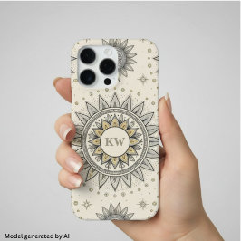 Grijs Gouden Mandala Patroon iPhone 16 Pro Max Hoesje