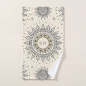 Grijs Gouden Mandala Patroon Monogram Bad Handdoek (Handdoek)