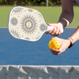 Grijs Gouden Mandala Patroon Monogram Pickleball Paddle