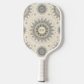 Grijs Gouden Mandala Patroon Monogram Pickleball Paddle (Achterkant)