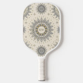Grijs Gouden Mandala Patroon Monogram Pickleball Paddle (Voorkant)