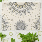 Grijs Gouden Mandala Patroon Monogram Theedoek (Gevouwen)