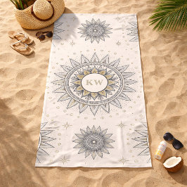 Grijs Gouden Mandala Patroon Strandlaken
