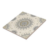Grijs Gouden Mandala Patroon Tegeltje (Zijkant)