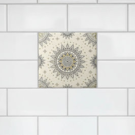 Grijs Gouden Mandala Patroon Tegeltje