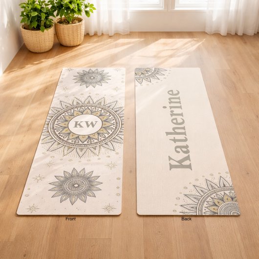 Grijs Gouden Mandala Patroon Yogamat