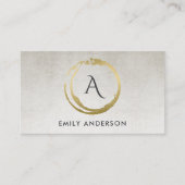 GRIJS GOUDEN PENSEELSTREEK VLEKCIRKEL LOGO MONOGRA VISITEKAARTJE (Voorkant)