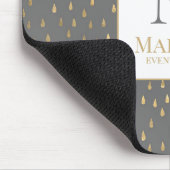 Grijs Gouden Regendruppel Modern Modieus Monogram Muismat (Hoek)