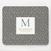 Grijs Gouden Regendruppel Modern Modieus Monogram Muismat (Voorkant)